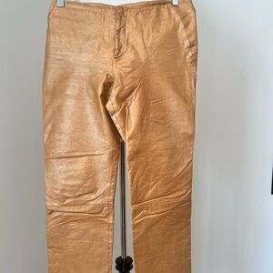 BANANA REPUBLIC vintage 100% leather size 6 gold pants